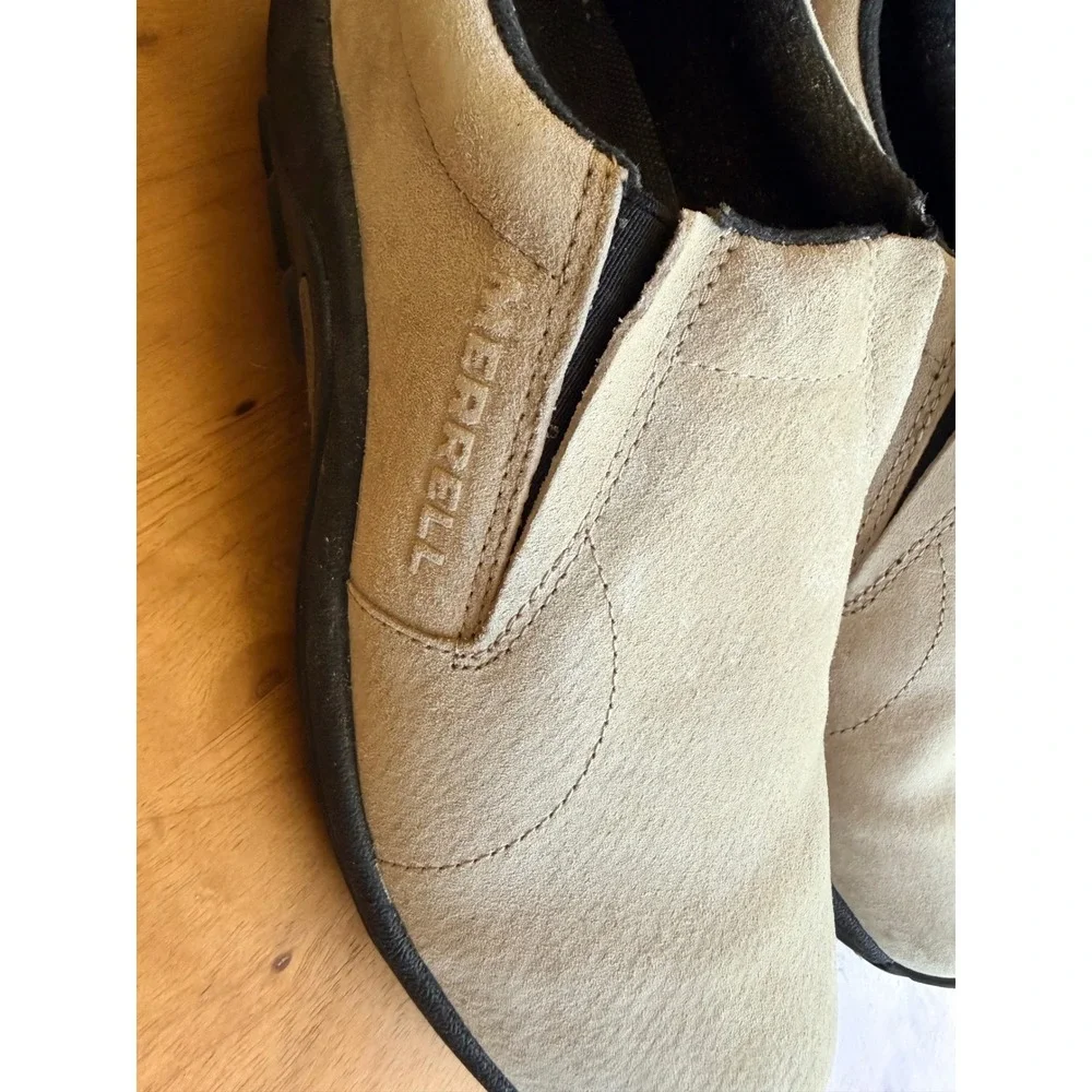 Merrell Mens Jungle Moc Taupe Grey Suede Slip On Shoes J60801 Size 9.5